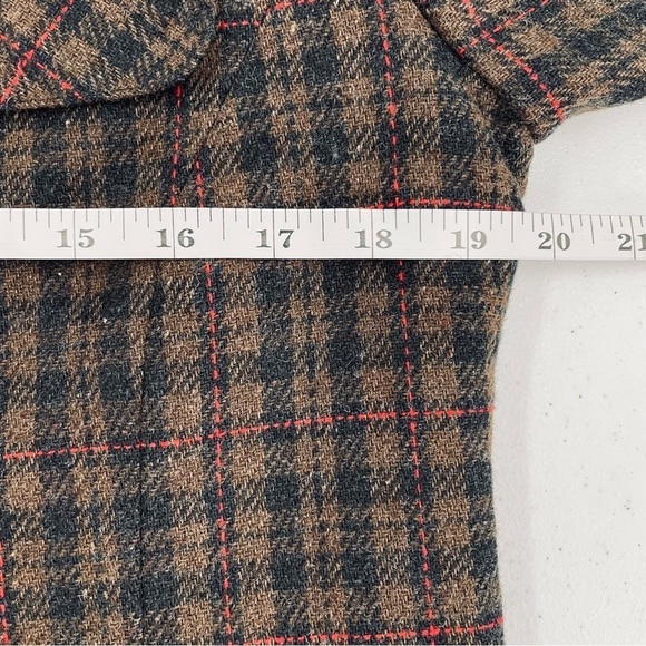 Willi Smith Vintage Wool Blend Plaid Faux Leather Button Pockets Jacket Blazer - Picture 6 of 9